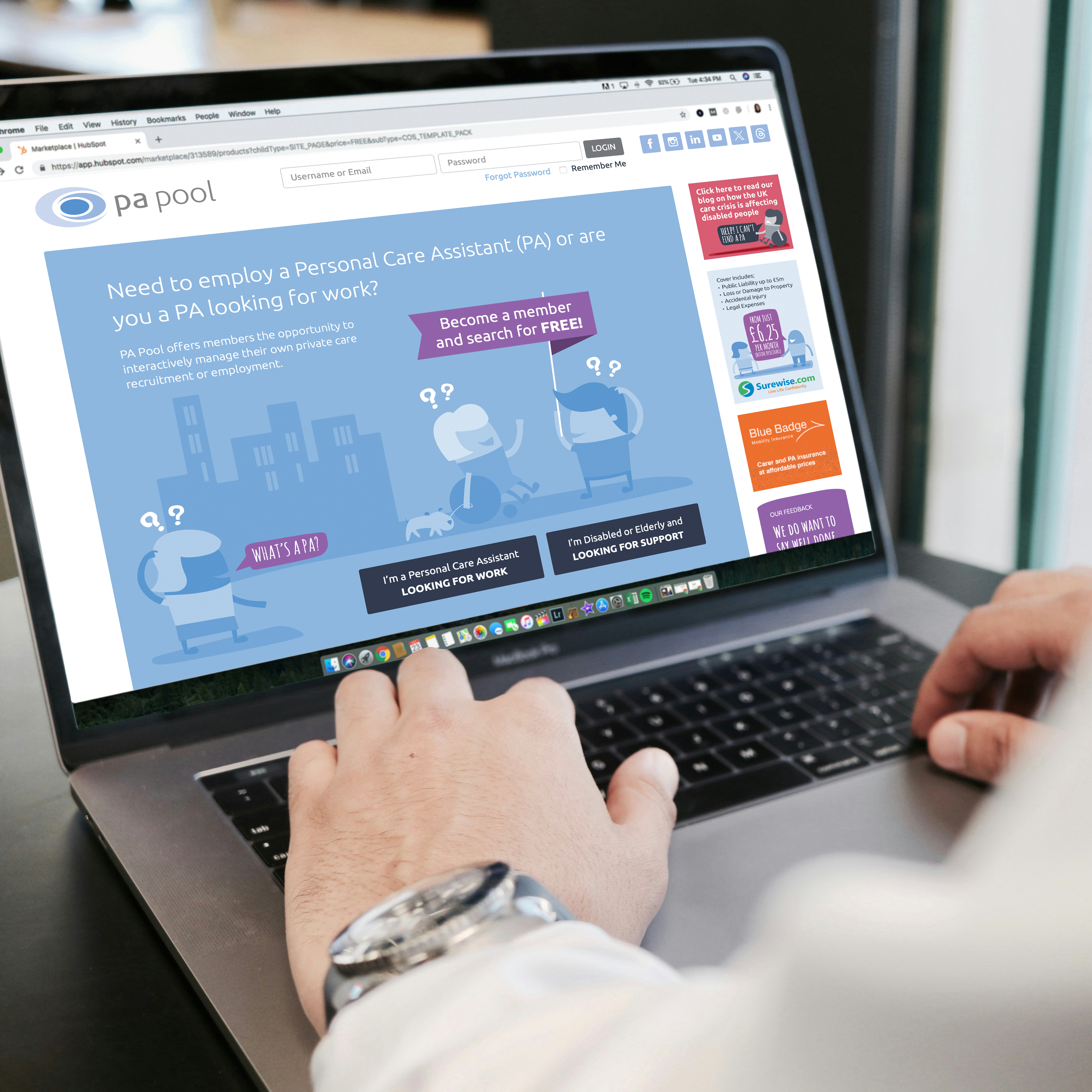 Image of PA Pool website on a laptop screen